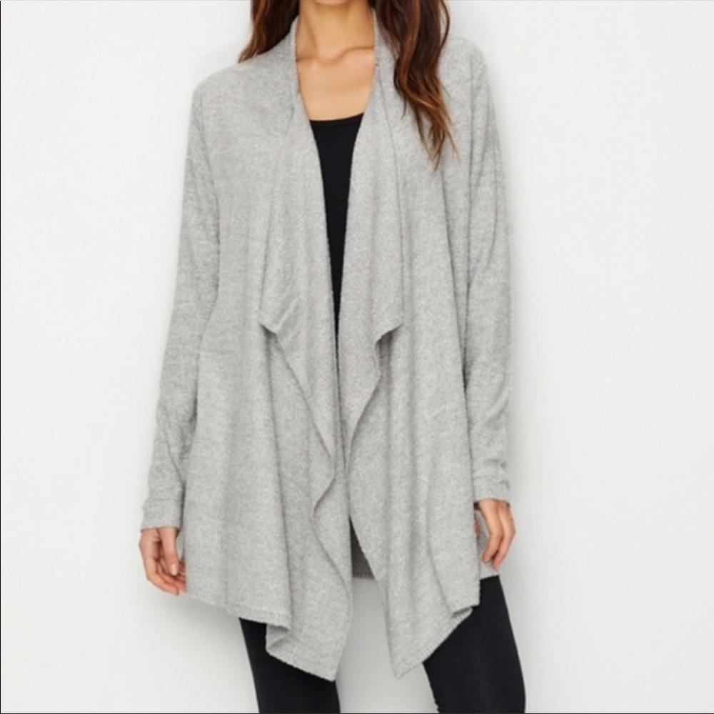Barefoot Dreams Gray Waterfall Cozy Chic Lite Island Wrap Cardigan